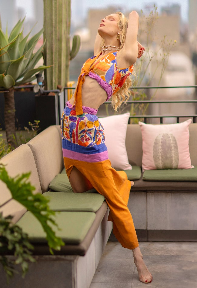 Coordinado crop top y falda maxi de lino con algodón - Imagen 4